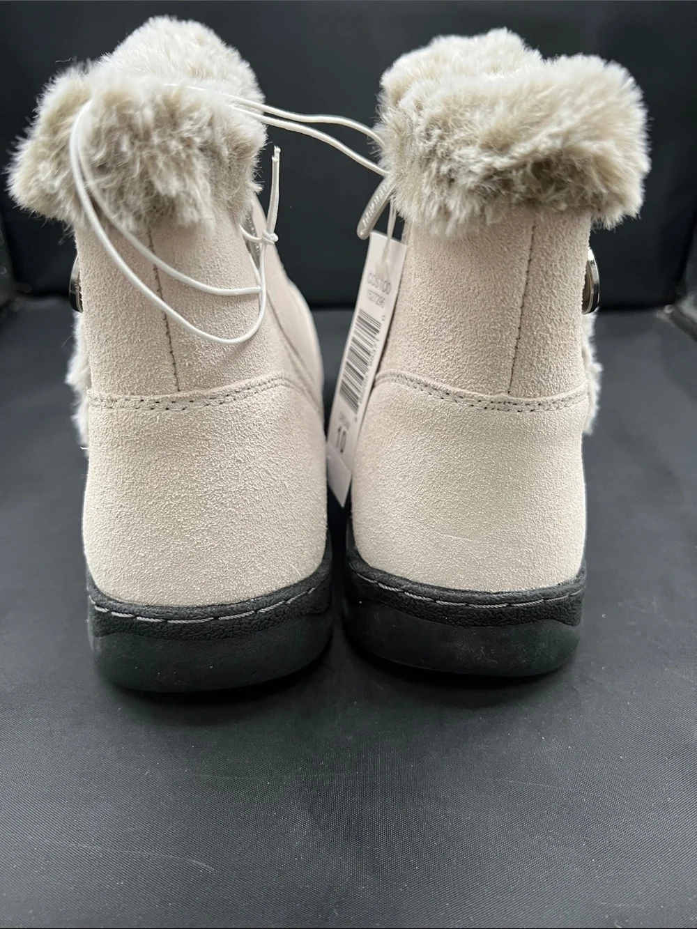 Khombu Beige Faux-Fur Ankle Winter Boots